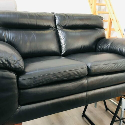 leather black sofa with new stuffing leather black sofa with new stuffing